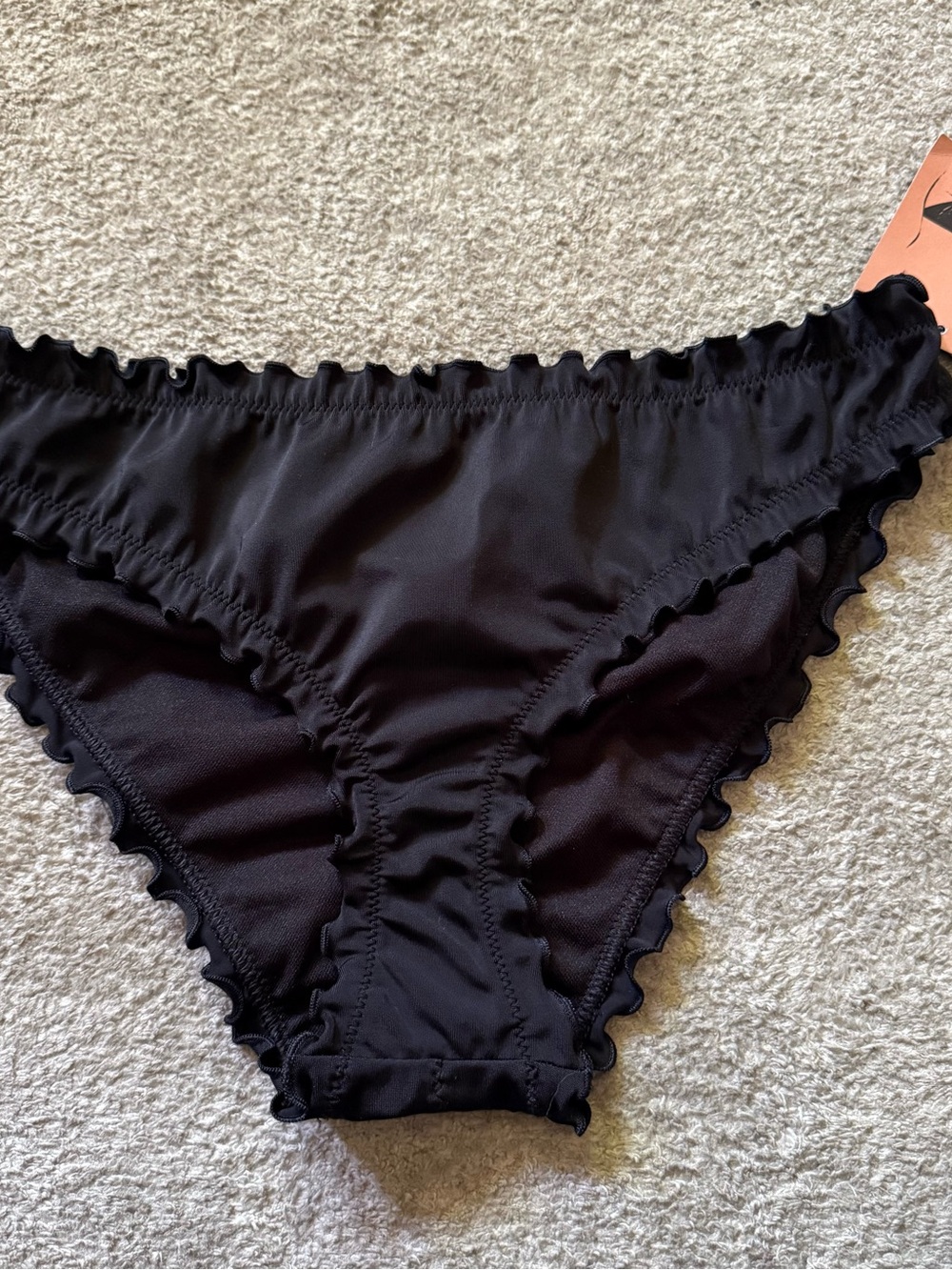 Shade & Shore Black Ruffle-Edge Bikini Bottom
